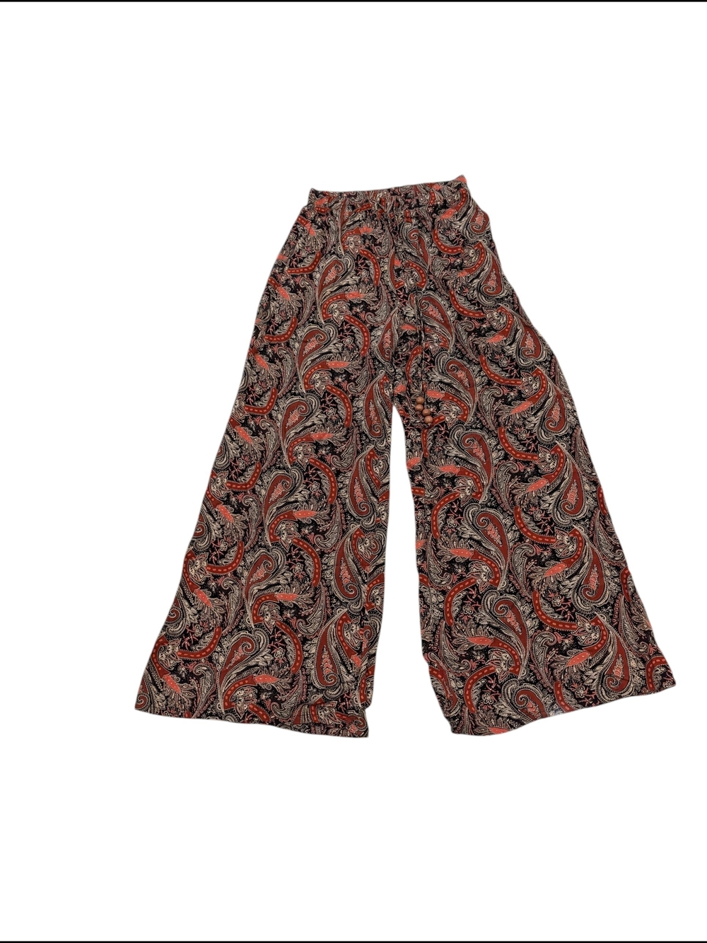 Miss Me Red and Black Paisley Wide-Leg Palazzo Rayon Boho Pants Size Medium